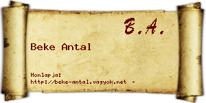 Beke Antal névjegykártya